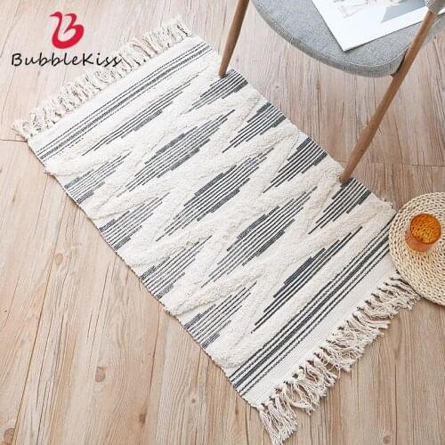 Bubble Kiss Tassel Design Carpet Cotton Three-Dimensional Velvet Bedroom Carpet Home Decor Living Room Carpet Bohemian Style Rug