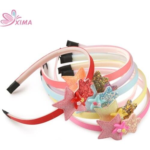 XIMA 7pcs/lot Shining Star Hairband Flowers Plastic Hair Bands Hoop Hair Accessories Handmade Star Headbands Ornament