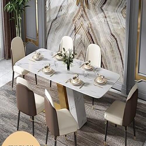 Light luxury rock board dining table and chair combination rectangular modern minimalist style net red Italian small apartment
