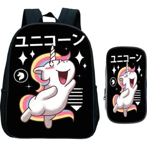 Mochila Fox Panda Unicorn Backpack for Boys Girls School Bags Kids Kawaii Animal Narwhal Pattern BookBag Kids School Bag Pack