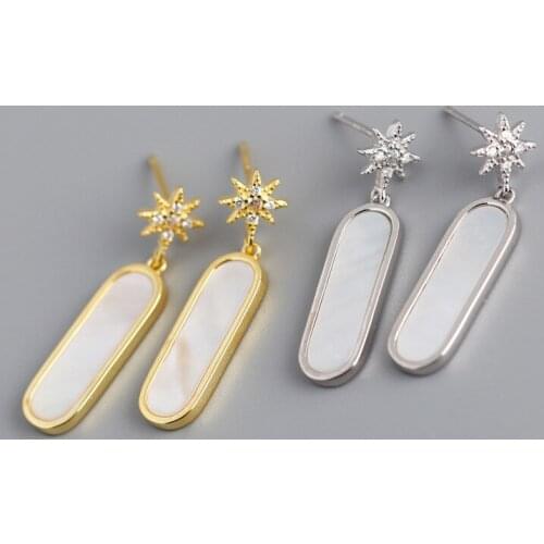 925 Sterling Silver Sun Flower Topaz Inlaid Earrings Geometric INS Fashion Drop Earrings Hip Hop Rock Style Earrings Jewelry