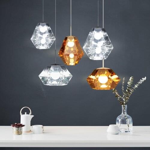 Nordic postmodern color shaped diamond glass pendant lamp living room dining room bedroom study lava pendant light fixture