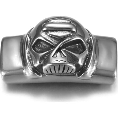 316L Stainless Steel Slider Beads Mummy Skull Polished 12x6mm Hole Bead Slide Charm Accessories for DIY Bracelet Jewelry Making