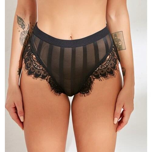 Sexy Lace Panties For Women G String Briefs Transparent Underwear Underpant Thin Sheer Undies High-Waist Pants Girls Sex Panty