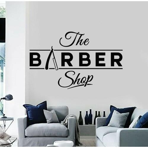 Vinyl Wall Decal Barber Hair Shop Logo Sign Haircuts Shaves Beauty Wall Window Stickers Are Mural Hairstyle Wall C249