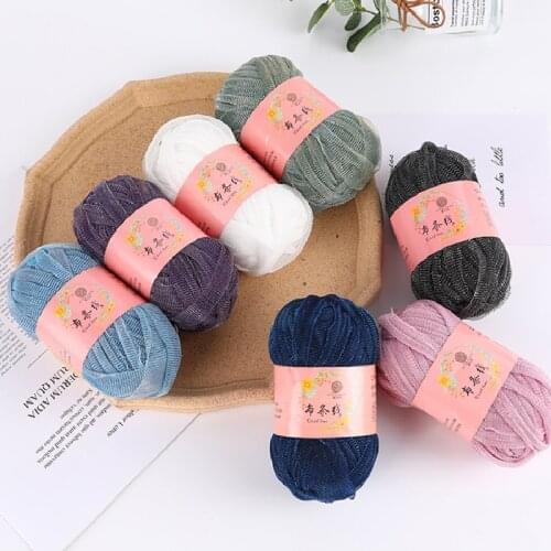 50g Metallic Cloth Knitting Crochet Yarn T-shirt Hollow Mesh Shiny Thread For DIY Bag Purse Basket Gradient Color Light Material