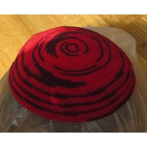 HIGH QUALITY HANDMADE KNITTED YARMULKE KIPPAH SWIRL COLOURED