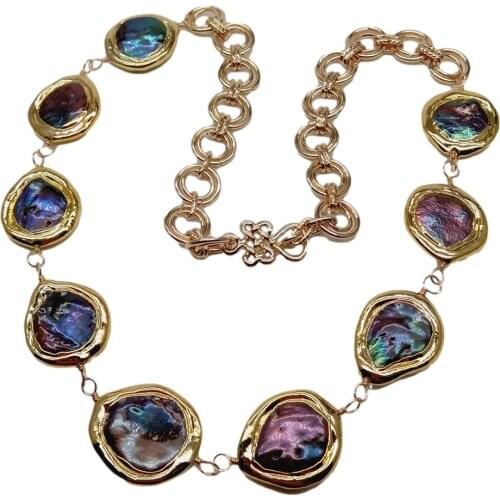 Y·YING Freshwater Cultured Black Pearl Coin Shape Gold Color Plated Wrap Necklace 21"