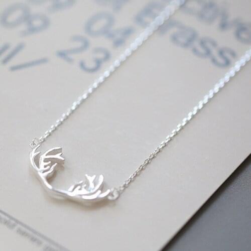Sweet elk horn necklace women 100% 925 Sterling silver nacklace Jewellery Clavicle chain pendant charms gift