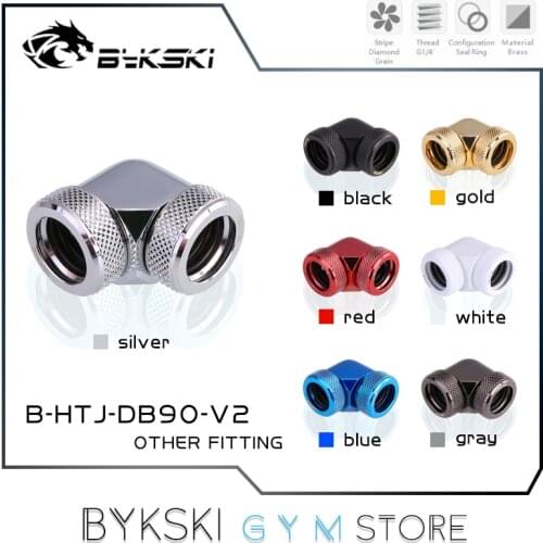 Bykski Hard Pipe Fitting 90 Degree Angled Series, OD 14mmX2 PETG/Acrylic/ Metal Rigid Tubing Conenctor 7 Colors