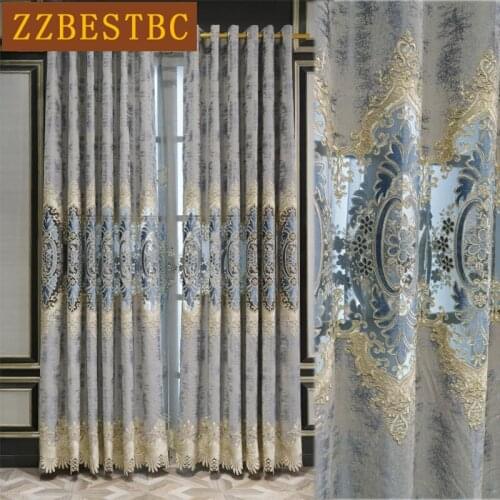 ZZBESTBC American Luxury Embroidered Villa Living Room Bedroom Hotel Kitchen Apartment Decorative Curtain Customized Drapes