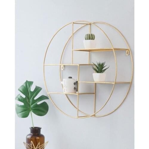 1PCS Nordic rack iron wall hanging living room bedroom wall hanging wall storage rack circular decorative display rack