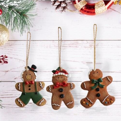 10PCS Christmas Resin Gingerbread Man Pendant Xmas Tree Ornaments Christmas Decorations for Home 2022 New Year Childrens da