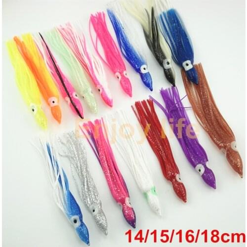 14cm/15cm/16cm/18cm Soft Fishing Lure Fishing Squid Octopus Jig Skirt Soft Fishing Lure Baits Mixed Color