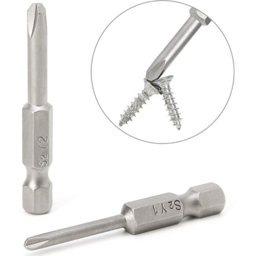 2 Pcs 50mm Magnetic 1/4'' Hex Shank Tri-wing Y Tip Head Screwdriver Bits Set