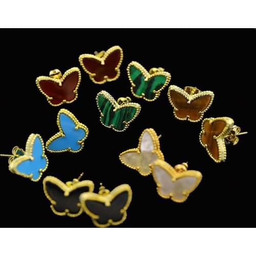 2017 New High Quality Fashion Gold Color Butterflies Stud Earrings For Women