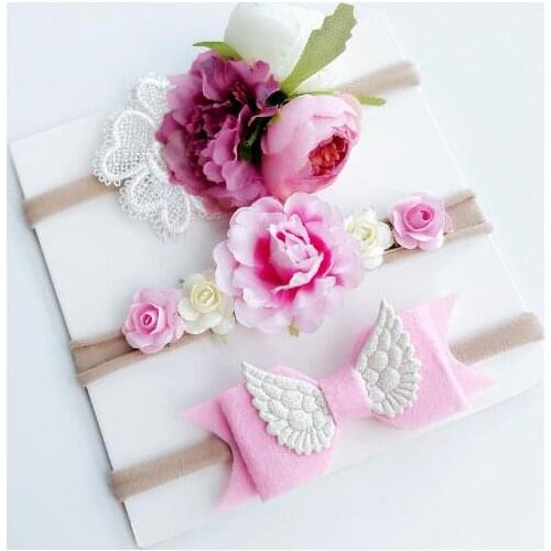 3pcs/set Toddler Infants bows nylon Headband Bohemia Beach Flower Floral headband Kids Hair Accessories Photography Prop