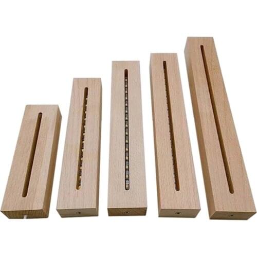 3D Crystals Glass Resin Art Rectangle LED Lights Display Base Crystal Wooden Lighted Base Stand