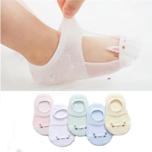 5Pairs/Lot Summer New Childrens Thin Ice Silk Cotton Socks Non-Slip Glue Invisible Boat Socks Toddler Socks Baby Floor Socks
