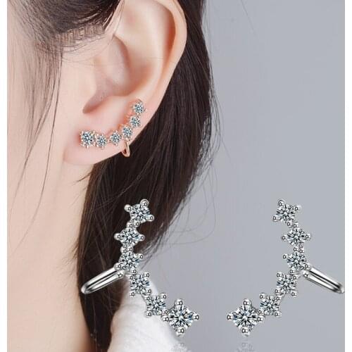 5A Shiny Zirconia Crystal Clip Earrings No Pierced Ear Cuff Rose Gold Earring Jewelry Accessories for Women Girls Bijoux
