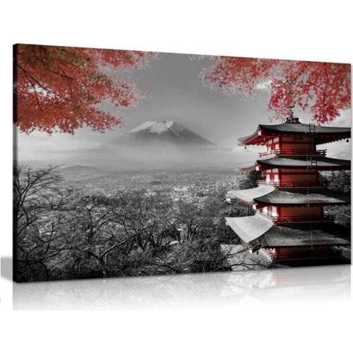 5D DIY Diamond Painting Japanese Temple Autumn Black White art Red landscape Cross Stitch Mosaic diamond embroidery Needlework