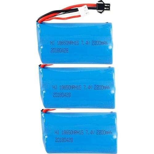 SM/JST 18650 7.4V 2200mAh Lipo Battery for wltoys 104310 104311 MN99S D90 Q1 H101 Huina 1592 Rc Boats Cars Tanks Drones Parts