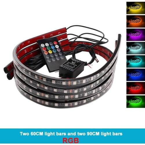 Car LED Voice Controlled Atmosphere Light Chassis Light Decorative Light One For Four Colorful Flashing Atmosphere Light