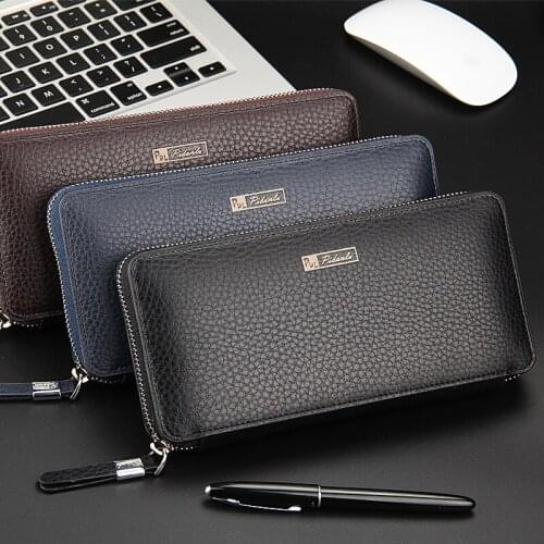 Brand Men Wallet Case For iPhone X Luxury Long Clutch Handy Bag Moneder Male Leather Purse Mens Clutch Bags carteira Masculina