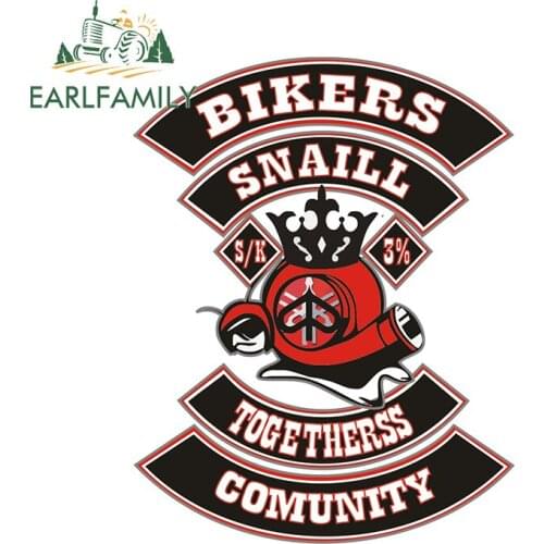 EARLFAMILY 13cm x 12.8cm for Bikers Snaill Together Community Car Stickers Anime Waterproof JDM Assessoires Vinyl VAN SUV Decal