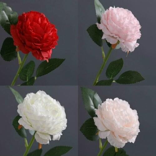 1pc 35cm European Artificial Flower Single Head Home Silk Peony Wedding Flower Foreign Rose Decorative Flower Party Decor Flower