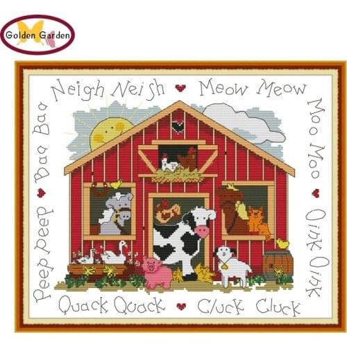 GG Barnyard Antics Paintings Chinese Cross Stitch Patterns Embroidery Needlework Sets Needlepoint Cross Stitch for Home Decor