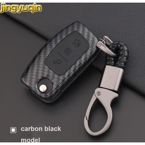 Jingyuqin 5pcs Remote Car Key Carbon Fiber Case For Ford Focus Fiesta C Max Ka 3 Buttons Smart Fob