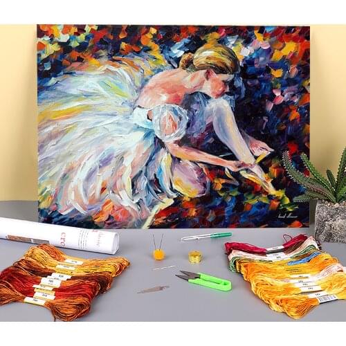 Oil Painting Style Ballerina Pre-Printed 11CT Cross-Stitch Full Kit Embroidery DMC Threads Handiwork Needlework Counted