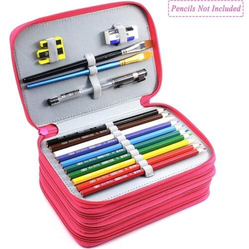 Kawaii 72 Holders 4 Layer Oxford Colored Pencil Bags Large Capacity Portable Watercolor Wrap Pencil Case Supplies Art Students