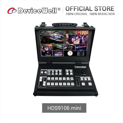 DeviceWell HDS9106 Mini 6 channel Guide Switcher Portable New Media Live Broadcasts Video Switcher with 11.6" Screen Monito