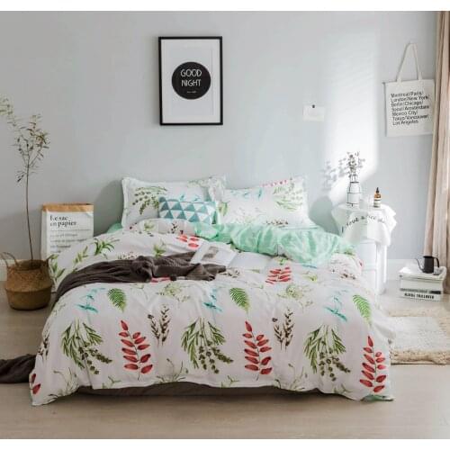 Leaf Duvet Cover Set 3pcs Cute Bedding Set Floral Comforter Cover Girls Boys Home Decor Soft Cartoon Bedspread Cover Set
