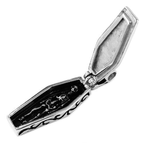 Cross Coffins Skull Human Model Pendant Stainless Steel Jewelry Mummy Coffin Vampire Biker Men Pendant Punk Necklace 418B