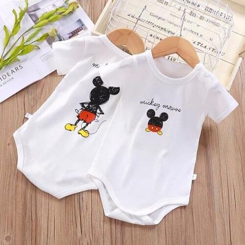 Summer Newborn Baby Boys Girls Short Sleeve Mickey Mouse Rompers Infant Jumpsuit Cotton Baby Clothes One Piece Outfits