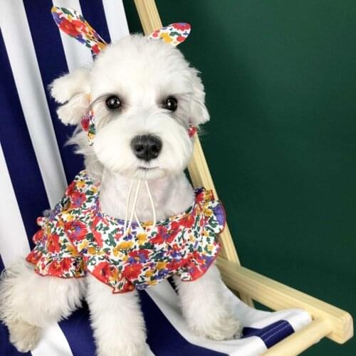 Summer Dog Clothes Cute Floral Sling Dress Thin Skirt Sunscreen For Small Dog Chihuahua Bichon Poodle Costume Puppy Pet Dresses