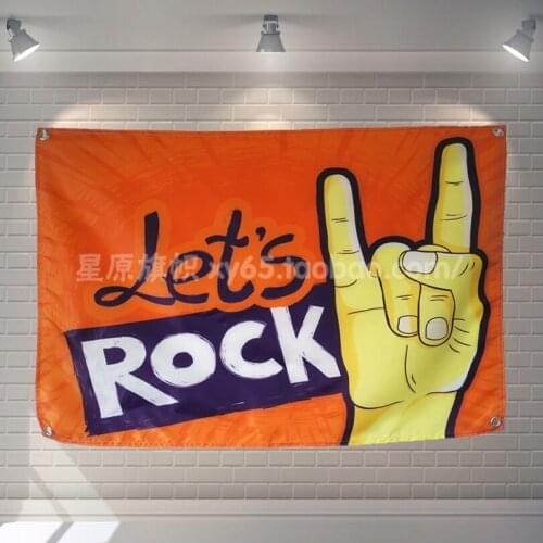 Lets rock Hanging cloth Flag & Banner Canvas Printing Wall Chart Band Logo Metal Music Posters Canvas painting Mural Wall Decor