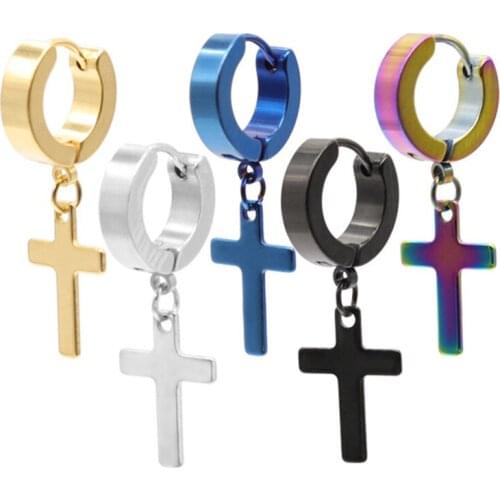 Fashion Stainless Steel Cross Earrings Punk Jewelry For Cool Women Girl Friendship Gifts Accessories