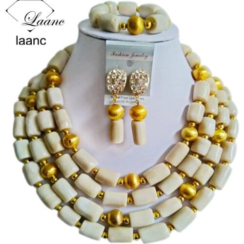 White coral necklace jewelry set nigerian wedding african beads coral set 4RLSZ