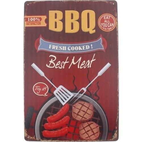 Pub Bar Home Wall Decor Souvenir Hanging Metal Tin Sign Plate Plaque (BBQ) Size:12X 8/ 12X 6 Inches