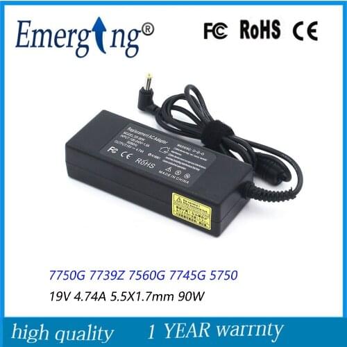 19V 4.74A 5.5*1.7mm 90W New AC Laptop Adapter For Acer Aspire 7750G 7739Z 7560G 7745G 5750