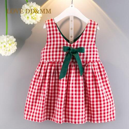 LOVE DD&MM Girls Clothing Dresses 2020 New Girl Clothes Fashion Sweet Plaid Bow Vest Dress For Girl