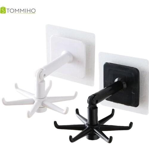 STOMMIHO Rotated Kitchen Hooks Oversized Weighing Multifunctional Cabinet Organizer 360 Degrees Rotated Self Adhesive Hooks