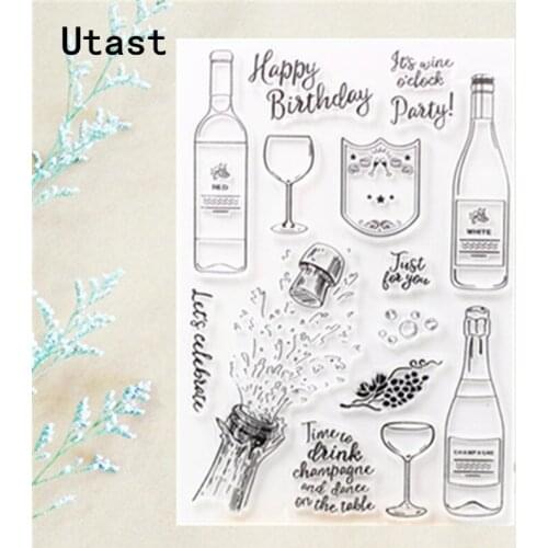 Wine Birthday Party Clear Silicone Stamps /Transparent Rubber Stamp for DIY Scrapbooking /Photo Album Decorative Craft Making