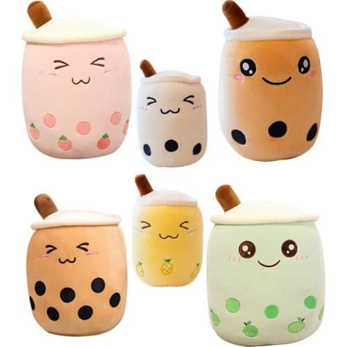 Dropshipping real-life bubble tea cup plush toy pillow stuffed food milk tea soft doll milk tea cup pillow cushion kids toys