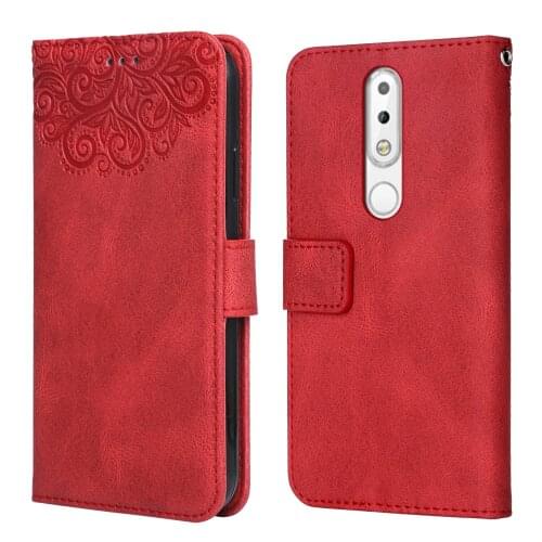 Luxury Leather Case for NOKIA X6 Flower Embossing TA-1099 TA-1103 TA-1083 Wallet Flip Phone Case for NOKIA X 6