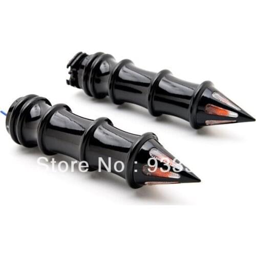 2x Black Motorcycle Hand Grips 1" 25mm Handlebar With Turn Signals For Harley XL Sportster